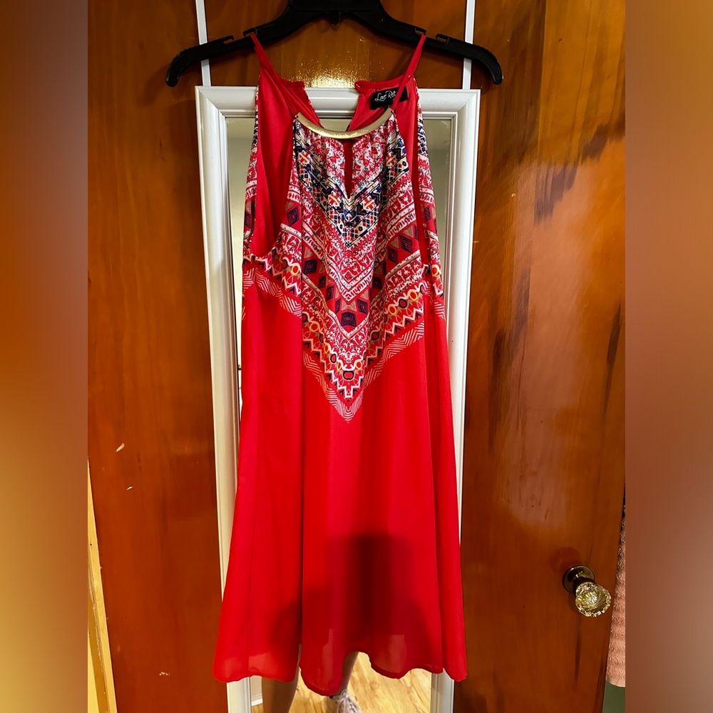 Pink (like coral color) short dress. Size medium. Pic 1 &2 front pic 3 back
